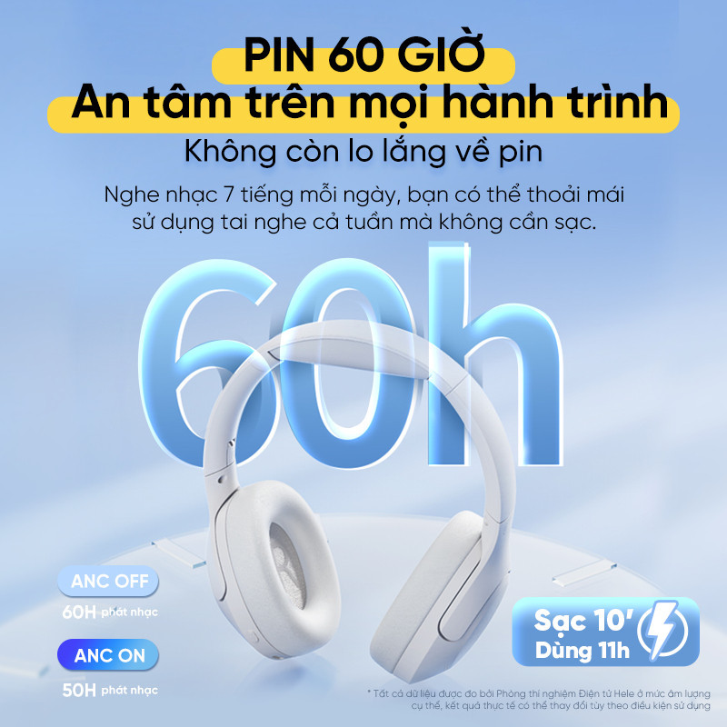 Tai Nghe Chụp Tai Không Dây QCY H3 Lite BH24H3C ANC (Bluetooth v5.3, 60H, ENC)- BH Chính Hãng | BigBuy360 - bigbuy360.vn