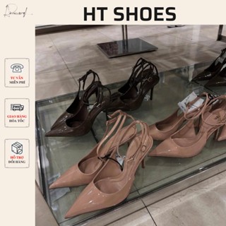  Giày cao gót Z nữ mũi nhọn da bóng quai chéo thanh mảnh giày công sở đi tiệc sang trọng 9cm tôn dáng 3W031-1 