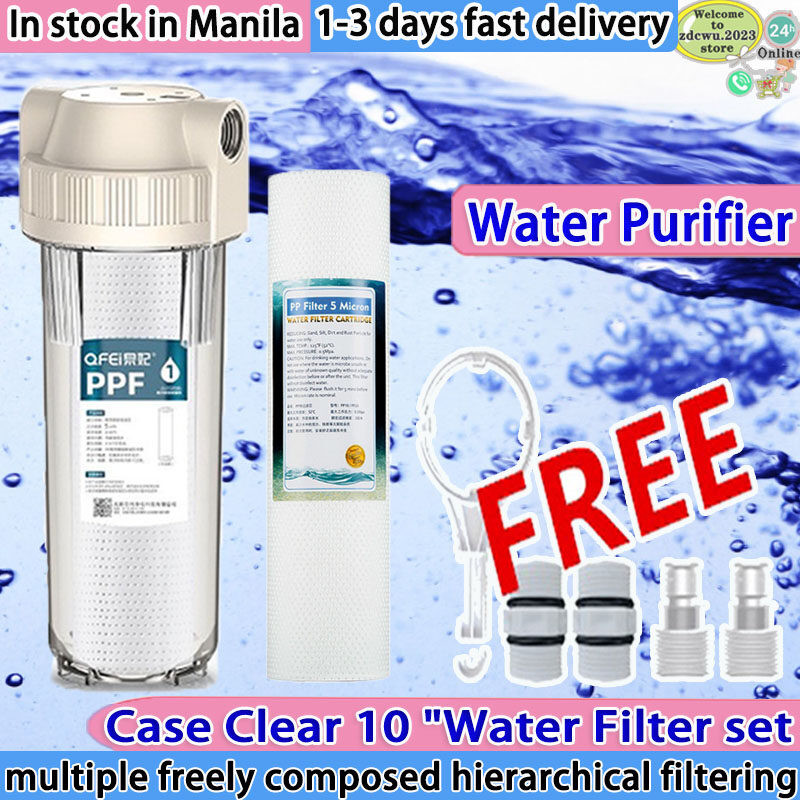 RCIUJEL Slim Housing CLEAR 10 inch với LỌC SEDIMENT MIỄN PHÍ Lọc nước uống thẳng / Bộ máy lọc nước c
