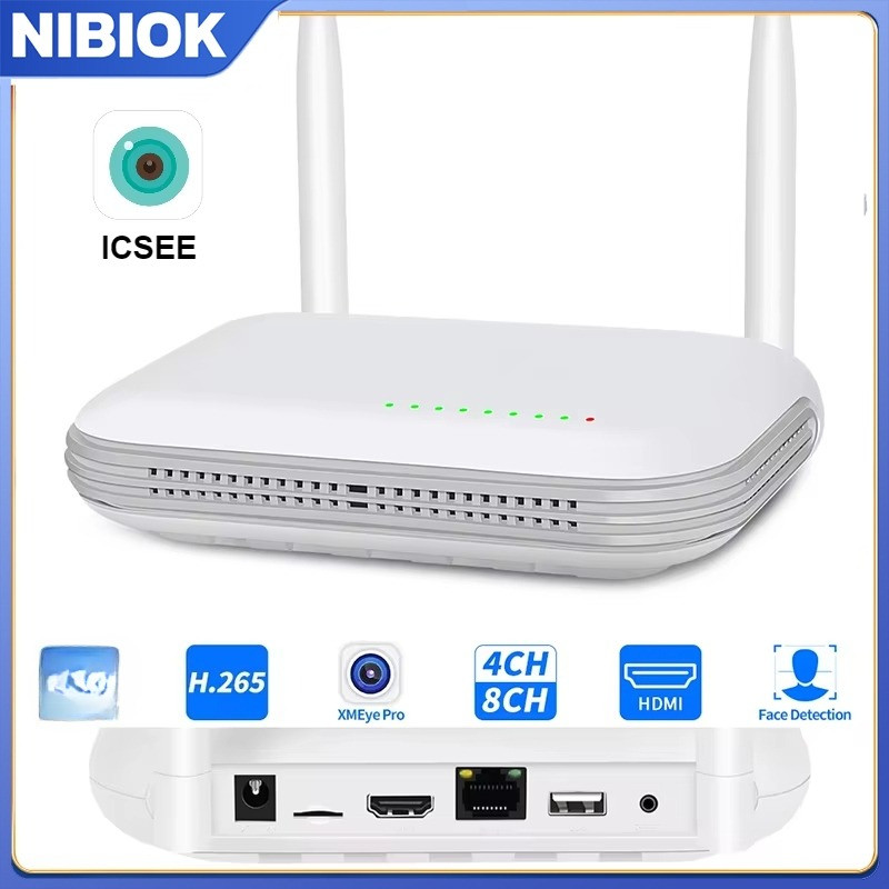 Đầu ghi Video mạng NIBIOK WiFi NVR 8CH H.265 cho hệ thống an ninh không dây Hỗ trợ phát hiện khuôn m