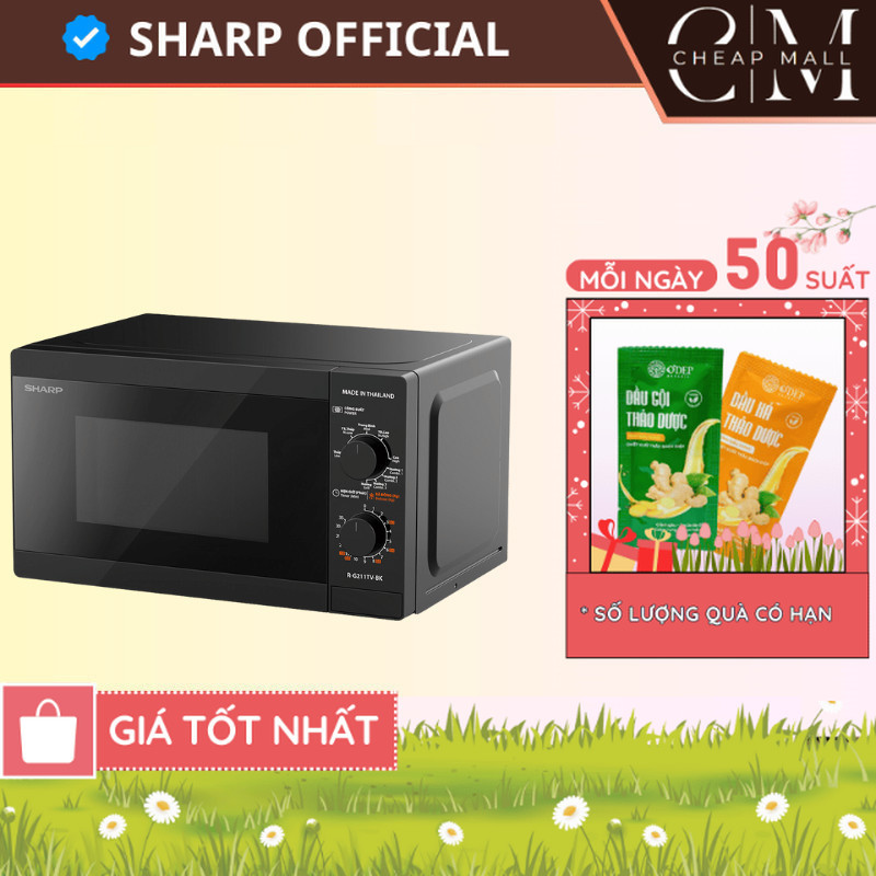 Lò vi sóng cơ có nướng Sharp R-G211TV-SL/BK 21 lít Chính hãng, Công Suất 800W, 3 Chức năng kết hợp -