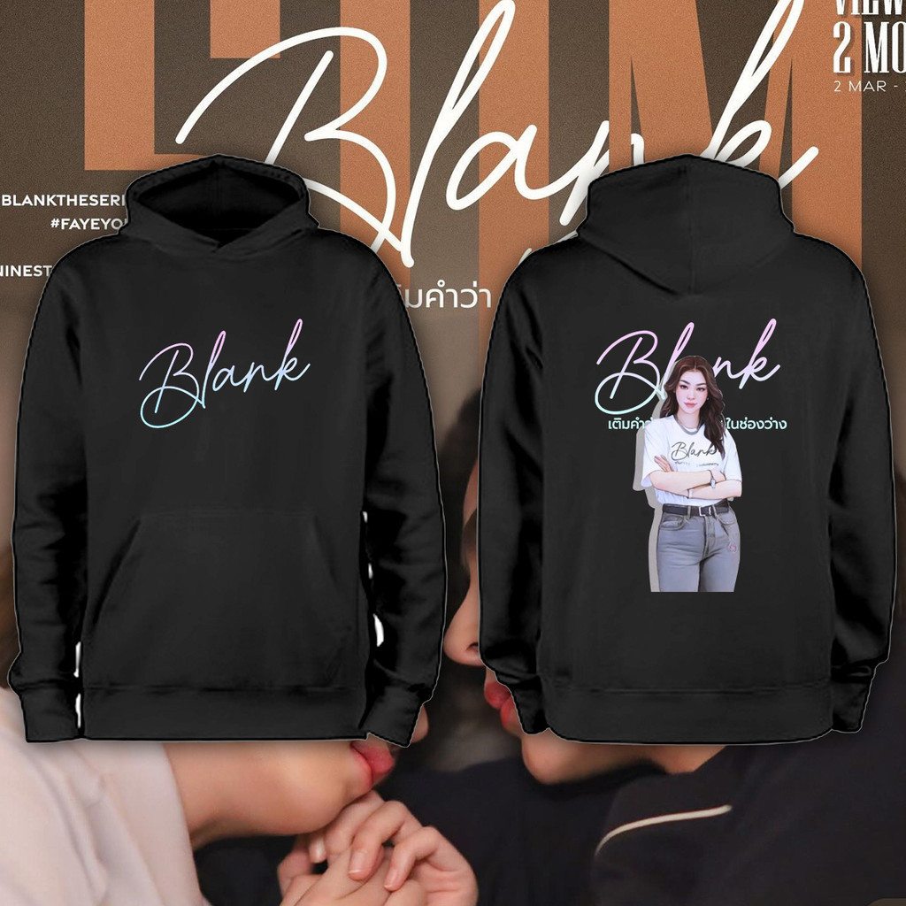Áo hoodie hoạt hình Faye Malisorn màu trắng đen M-3XL