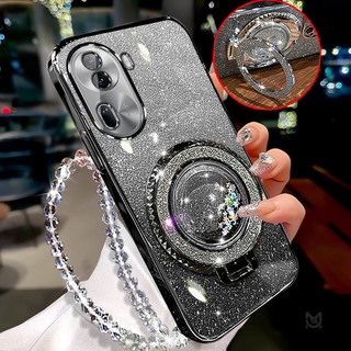 Ốp Lưng Cho OPPO Reno 11 10 8 Pro 11F 8T 8Z 7Z 10Pro Plus Liquid Quicksand Long Lanh Giá Đỡ Từ Tính Vỏ Điện Thoại Có Vòng Tay Pha Lê