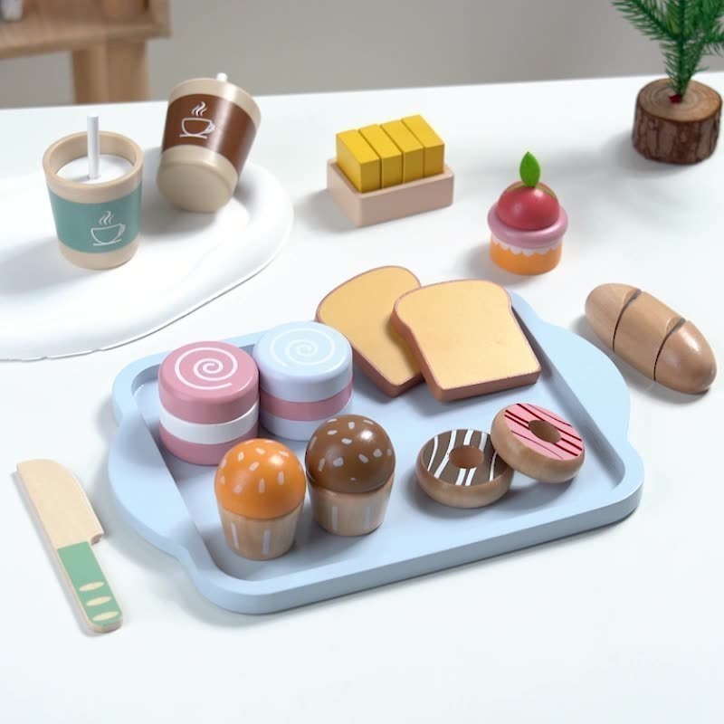 Bộ đồ chơi set bánh cao cấp bằng gỗ Đồ chơi nhập vai mô phỏng bữa ăn sáng cho bé Kid center - DC135