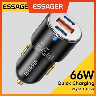 Essager Bộ sạc xe hơi USB kép Loại c Bộ sạc nhanh cho iP 13 12 Xiaomi Samsung PD3.0 QC3.0 USB type c Bộ sạc xe hơi loại c