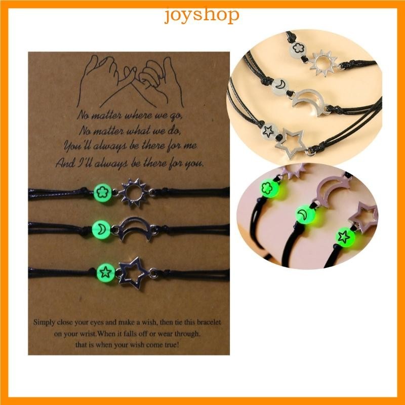 Vòng tay hạt phát sáng FLY Moon Sun Star Vòng tay mối quan hệ cho 3 người bạn thân nhất