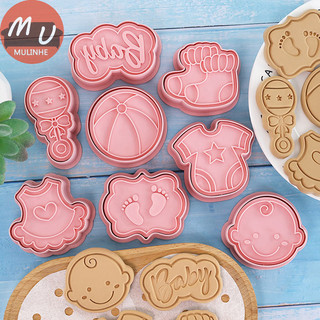 Mulinhe 8 cái / bộ diy bé hoạt hình bánh quy khuôn cắt cookie 3d bánh quy khuôn nhựa nướng bánh quy tem cookie trang trí dụng cụ vn