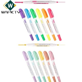 Bộ highlight hai đầu WAPKTY 6 CÁI, Màu Macaroon làm đẹp sáng tạo / Màu sắc tươi sáng, Màu Macaroon bằng nhựa văn phòng / Màu sắc tươi sáng Bền