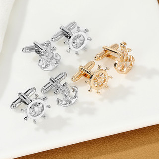 Mới Nam Nữ Hải Lý Cá Tính Bánh Xe Khuy Sét Pháp Vàng Trơn Sliver Cà Vạt Kẹp Áo Sơ Mi Tay Gai Phụ Kiện Cà Vạt Pin