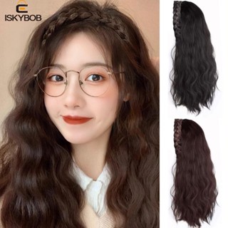 Fuzou Băng Đô Cài Tóc Giả Xương Cá Bằng Sợi Tổng Hợp Kiểu Tóc Xoăn Gợn Sóng Có Kẹp Nối Dài lolita