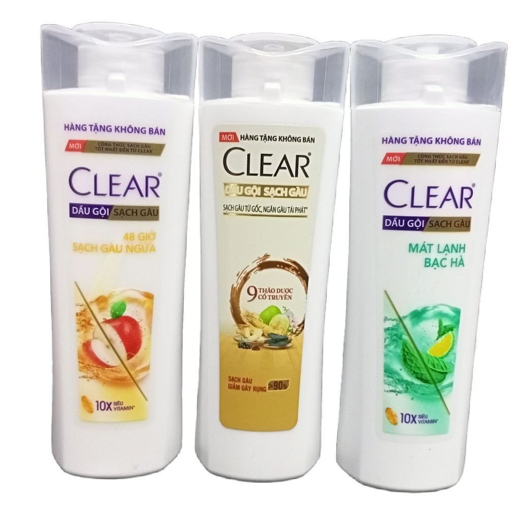 Set 3 Chai Dầu gội Clear Bạc Hà / Clear 9 Thảo Dược Cổ Truyền / Clear táo lên men 70g