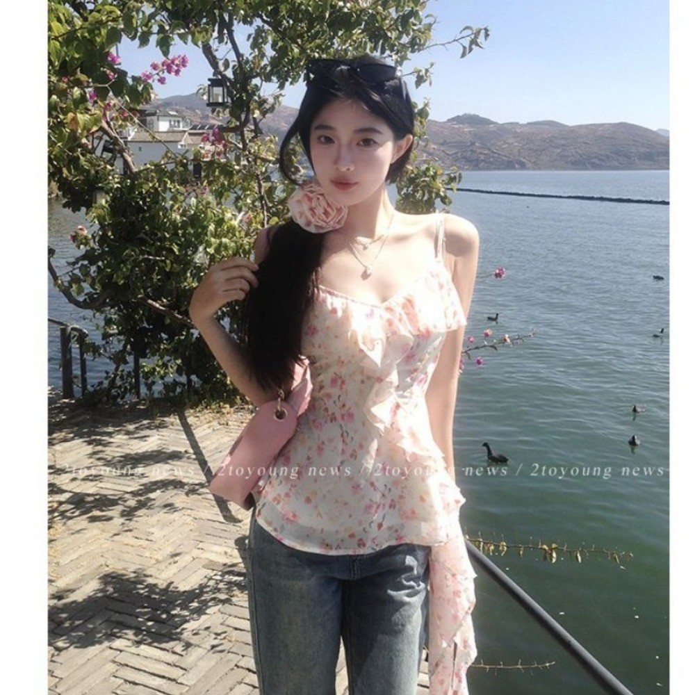 (Giao Hàng Nhanh Tại Hà Nội) Áo Yếm Hoa Ngắn Dành Cho Nữ 2024 Giảm Béo Thời Trang Mới Cho Mùa Hè Top | BigBuy360 - bigbuy360.vn