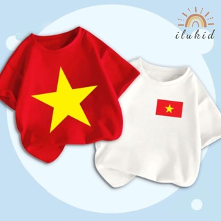 Áo cờ đỏ sao vàng Việt Nam, áo thun cho bé chất cotton mềm mịn ILUKID