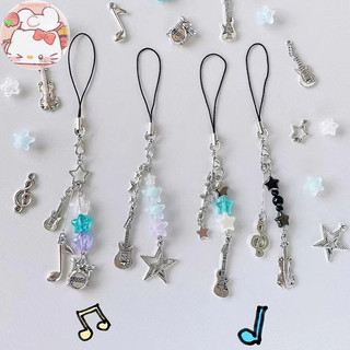 Onemeter 1 Đàn Guitar Bass Ngôi Sao Đính Hạt Dây Xích Điện Thoại Ch Handmade Dòng Nhạc Mặt Dây Chuyền DIY Phụ Kiện Túi Chìa Khóa Xe Trang Trí EN