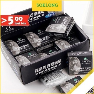 Gôm tẩy đất sét mỹ thuật Maries tẩy than chì, phấn tiên không gây vụn tẩy họa cụ Kneaded Eraser