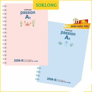 Sổ lò xo kép A5 200 trang kẻ ngang MS 940 KLong [SOKLONG], vở Klong bìa hiện đại
