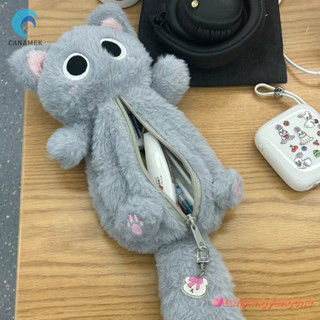 Canamek Xám Sang Trọng Mèo Túi Bút Dễ Thương Để Bàn Hoạt Hình Văn Phòng Phẩm Túi Bảo Quản Bút Chì Túi Đựng Hộp Đựng Bút Chì Mới