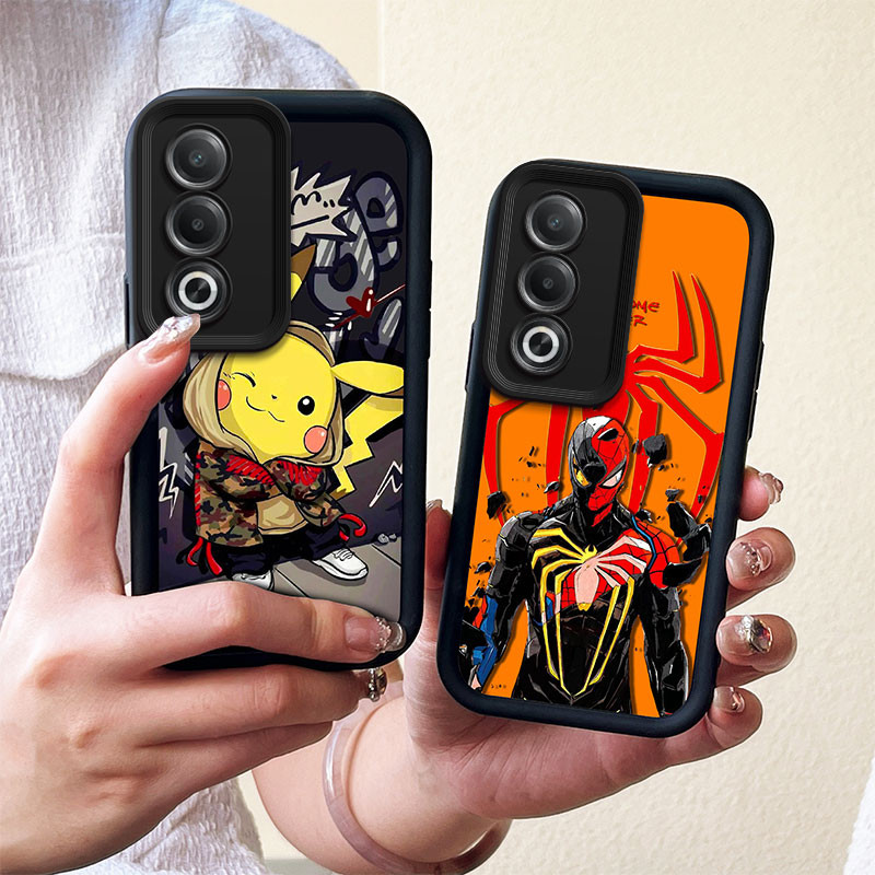 Ốp lưng Oppo A3 Pro 5G Thời Trang Sang Trọng Mát Mượt Hoạt Hình Marvel Man Spider Luff Đen Mềm Silic