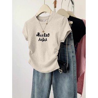 XUANMO Local brand Áo baby tee Áo Thun ôm body Áo y2k 100% cotton Áo thun tôn dáng thon gọn eo xếp ly Áo Thun Nữ Ngắn Tay Mẫu Mới mùa hè 2024