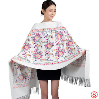 Mùa Thu Đông Thêu Khăn Choàng Nữ Du Lịch Khăn Choàng Phong Cách Dân Tộc Tua Rua Áo Giả Cashmere Khăn Choàng S