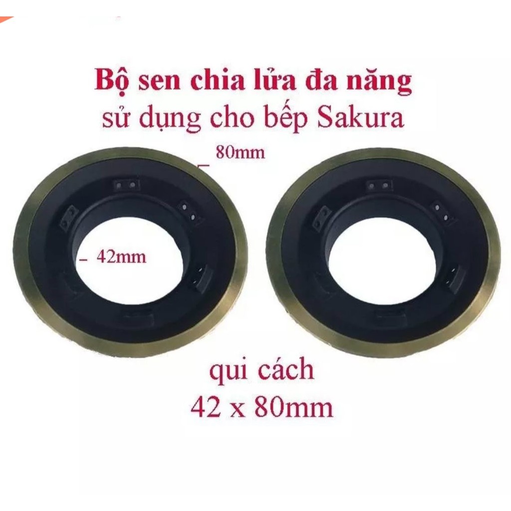 2 Sen đồng bếp gas SAKURA Đầu đốt chia lửa bếp ga đa năng sử dụng cho các loại bếp Sakura 42-80mm
