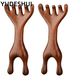 YUDESHUI 1 Cái / 2 Cái Lược Massage Kinh Tuyến Toàn Thân, Gạc Hươu Răng Rộng Gỗ Trị Liệu Massage, Dụng Cụ Chống Tĩnh Điện Hai Đầu Gỗ Đàn Hương Chăm Sóc Sức Khỏe