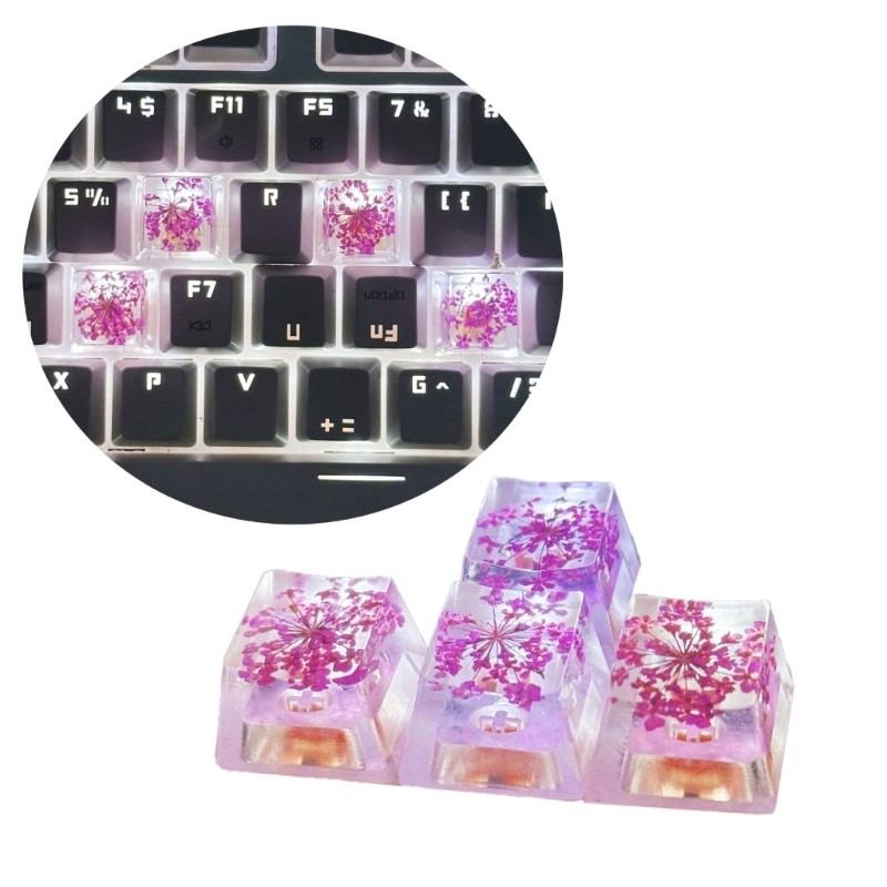 Doublebuy 4 Bàn Phím Cơ Epoxy KeyCaps OEM Profile Mờ Lá Hoa Khô Nhựa ESC Keycaps