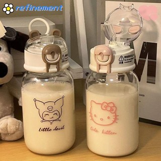 Refinement Hoạt Hình Anime Chai Nước, Cốc Có Ống Hút Cinnamoroll Chai Nước Có Ống Hút, Di Động Kuromi Anime Chống Rò Rỉ Uống Tumbler Trường Bé Trai Bé Gái