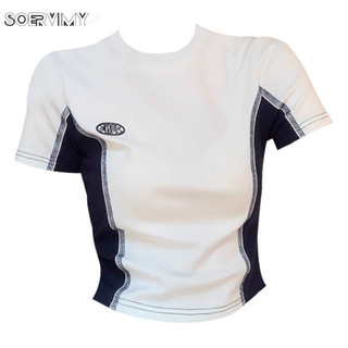 SOERVIMY áo phông áo thun nữ croptop baby tee Stylish xu hướng Casual Trendy WCS2480LQ6 36Z240905