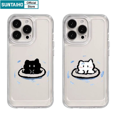 Suntaiho Ốp lưng Iphone Đẹp trong suốt in hình Ngộ nghĩnh Dễ Thương Vỏ Bơi Họa Tiết Mèo Vỏ Điện Thoại TPU Mềm Cao Cấp Chống Sốc Cho Iphone 16 15 14 13 12 11 Pro Max IP 7 8 Plus Iphon X Xs XR Xs Max Ốp Lưng
