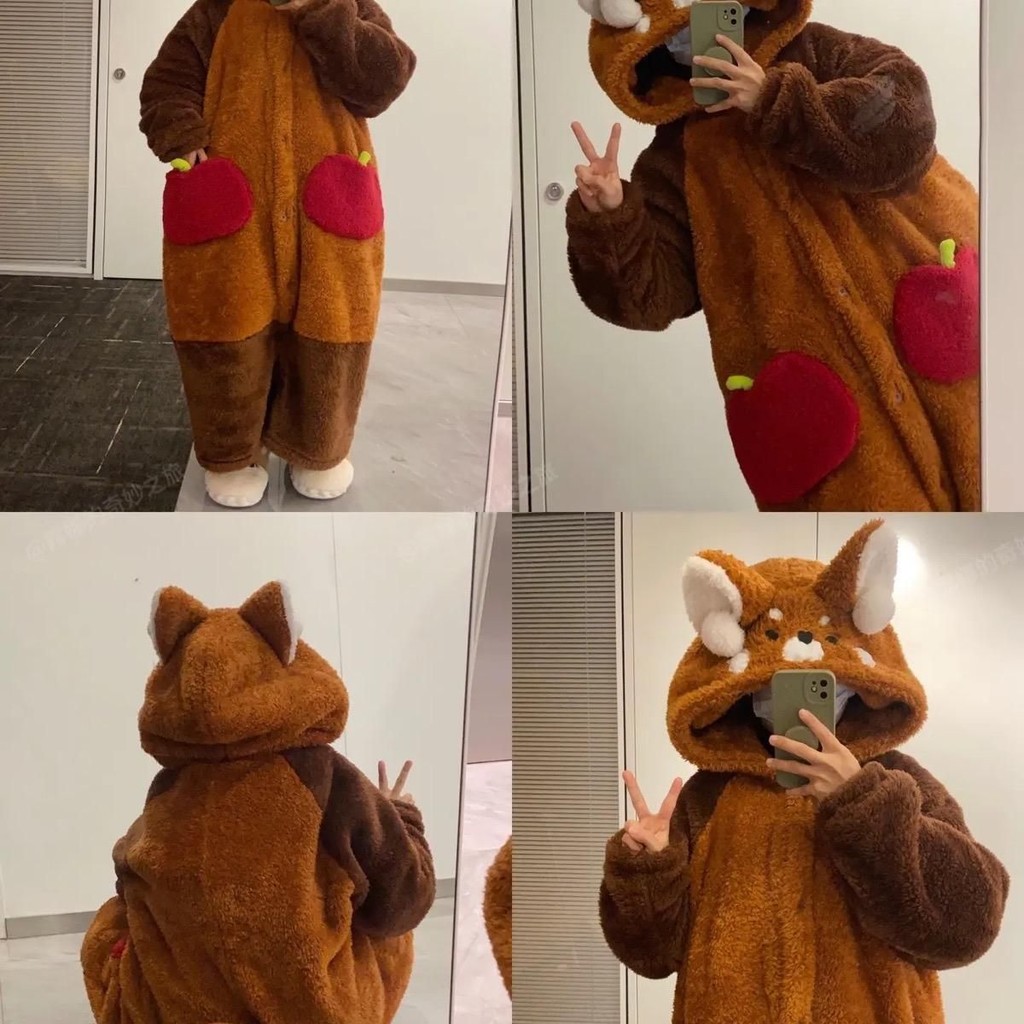 [QC][40-70kg]Áo choàng/Váy/ Bộ liền ngủ lông dài tay GẤU TRÚC ĐỎ mềm mại ấm áp Nữ Women Xưởng may Sm