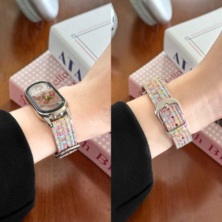 Dây da bện Hàn Quốc cho Xiaomi Band 9 Band 8 Vòng đeo tay thông minh Xiaomi Mi Band 7 6 5 4 3 Phụ kiện dây đeo đồng hồ