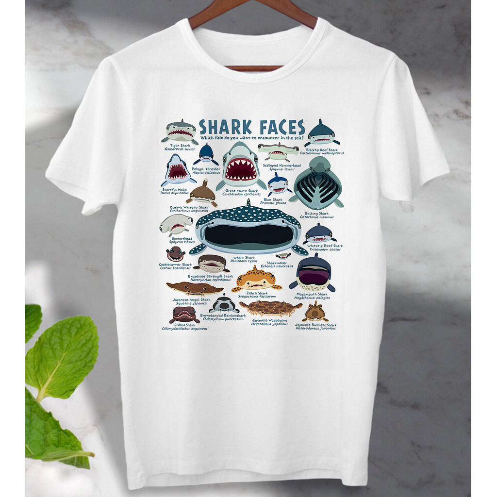 Shark Faces Sea Life Type Of Shark Áo Unisex Nam Nữ Top