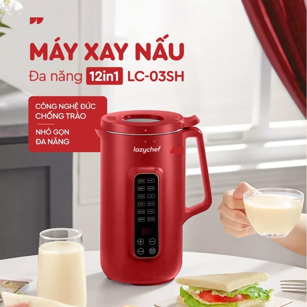 Máy Làm Sữa Hạt 12 Chức Năng Lazychef - Máy Xay Nấu Đa Năng 12 in 1, Hầm Suop, Xay Sinh Tố, Nấu Cháo
