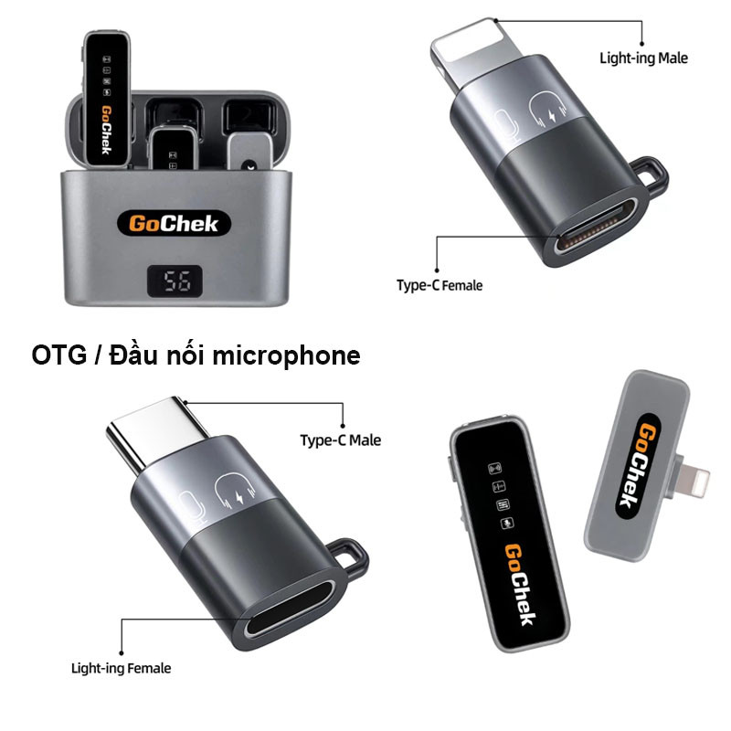Ankndo OTG type c to Light-(ning adapter Đầu chuyển tai nghe sạc thu âm cho míc cài áo không dây TypE C sang lP thu âm livestream