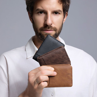 Ví da PU phong cách ngắn đơn giản dành cho nam Ví đựng nhiều thẻ có thể gập lại