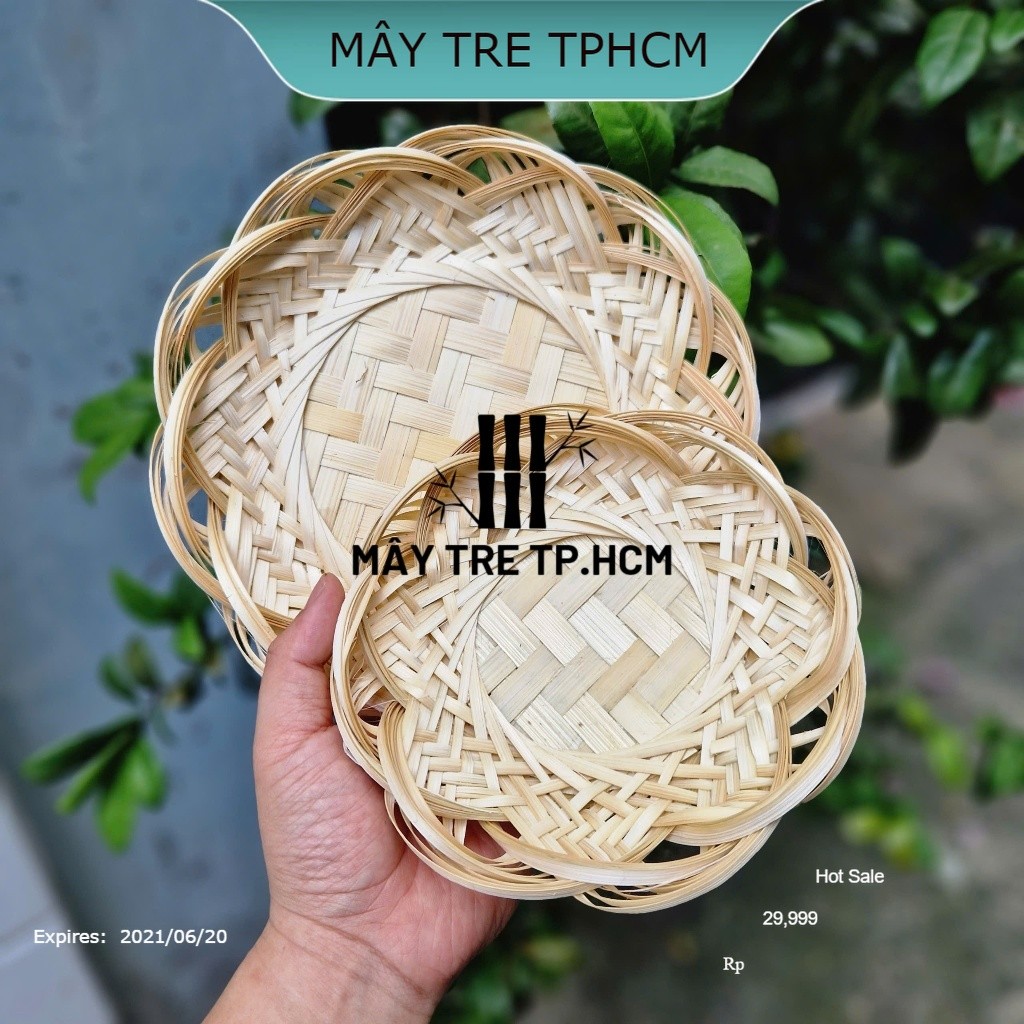 Mẹt tre hoa sen, dĩa tre đan cánh sen cao cấp tinh tế, đựng hạt dưa bánh kẹo để bàn