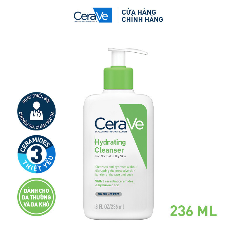 Sữa rửa mặt giúp làm sạch sâu dành cho da thường và da khô Cerave Hydrating Cleanser 236ML | BigBuy360 - bigbuy360.vn