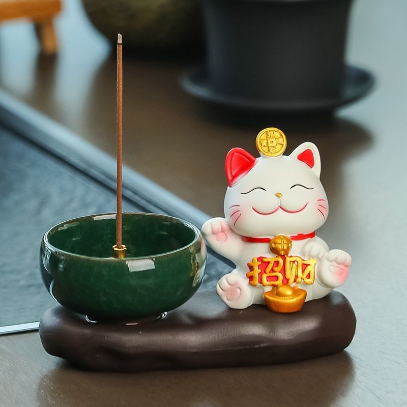 New Product#Creative Lucky Cat Incense Holder Incense Burner Home Aromatherapy Incense Seat Holder I