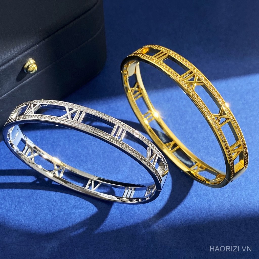 Vòng tay chữ số La Mã mạ vàng thật 18K