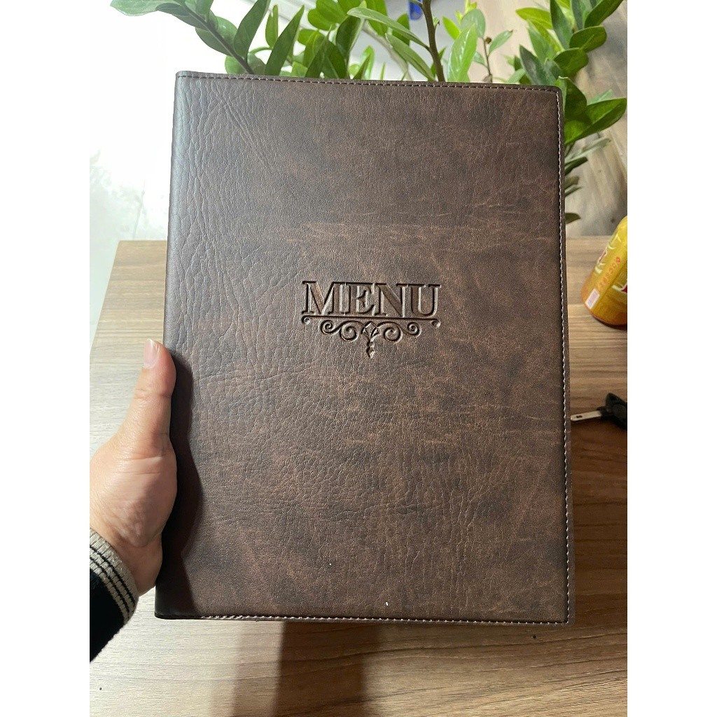 Bìa Menu Da PVC khổ A4 đủ màu Loại 10, 15,20 Lá Sang Trọng Cho Nhà Hàng Khách Sạn Size 230x320mm