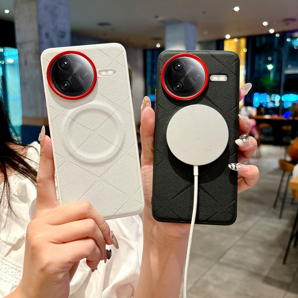 Dành Cho Redmi K80 Pro, POCO F7 Ultra Case ELVEV Da Bền PC Cứng Họa Tiết Hình Học Kim Loại Nắp Ống K