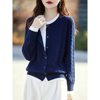  YAYUAN Áo len dài tay dệt kim cổ tròn thời trang cho nữ 