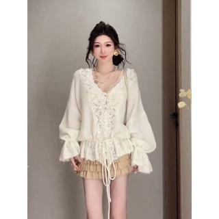 Mẫu áo len dây rút tay dài phong cách Hàn Quốc, phù hợp cho mùa thu đông và thấm hút mồ hôi hiệu quả
