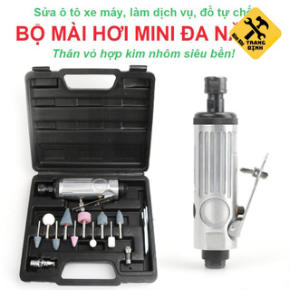 Máy mài hơi đánh xăm lốp Tặng kèm 10 đầu mài đa năng, có vali bảo quản. Thân vỏ hơm kim nhôm siêu bền