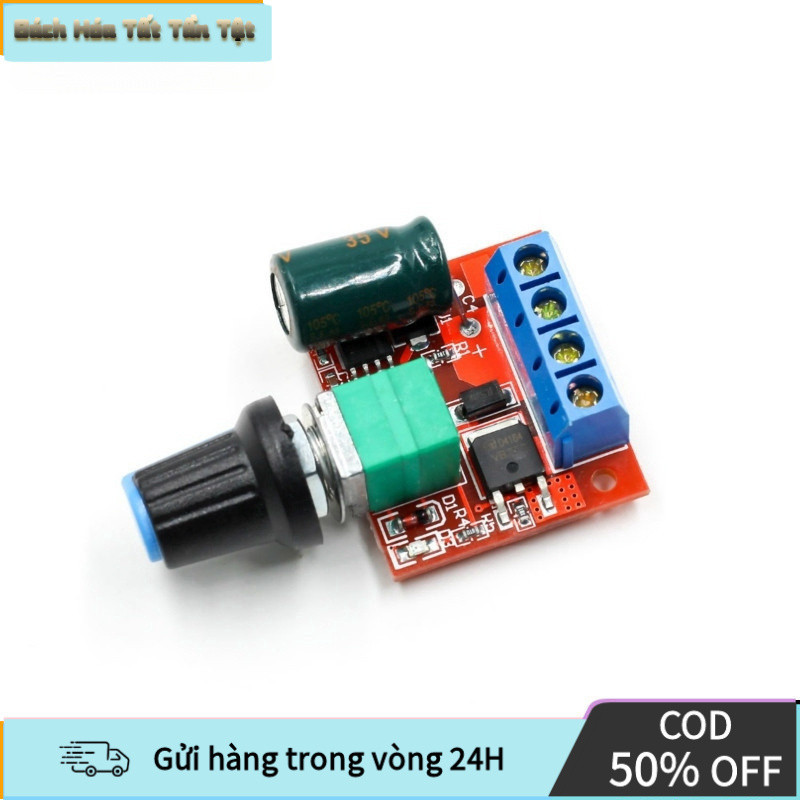 【COD】 Mạch Điều Tốc Động Cơ Mini PWM 5A – DC 4.5V–35V (12V 24V) Công Suất 90W Điều Khiển Tốc Độ Chín