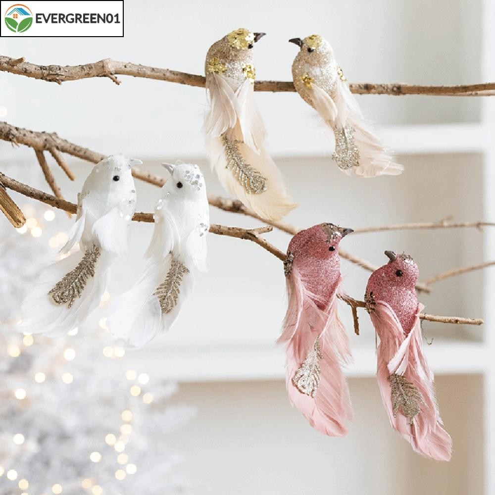 <Evergreen>Gorgeous Decorative Touch with Simulation Foam Feathers Set of Two 15CM Each