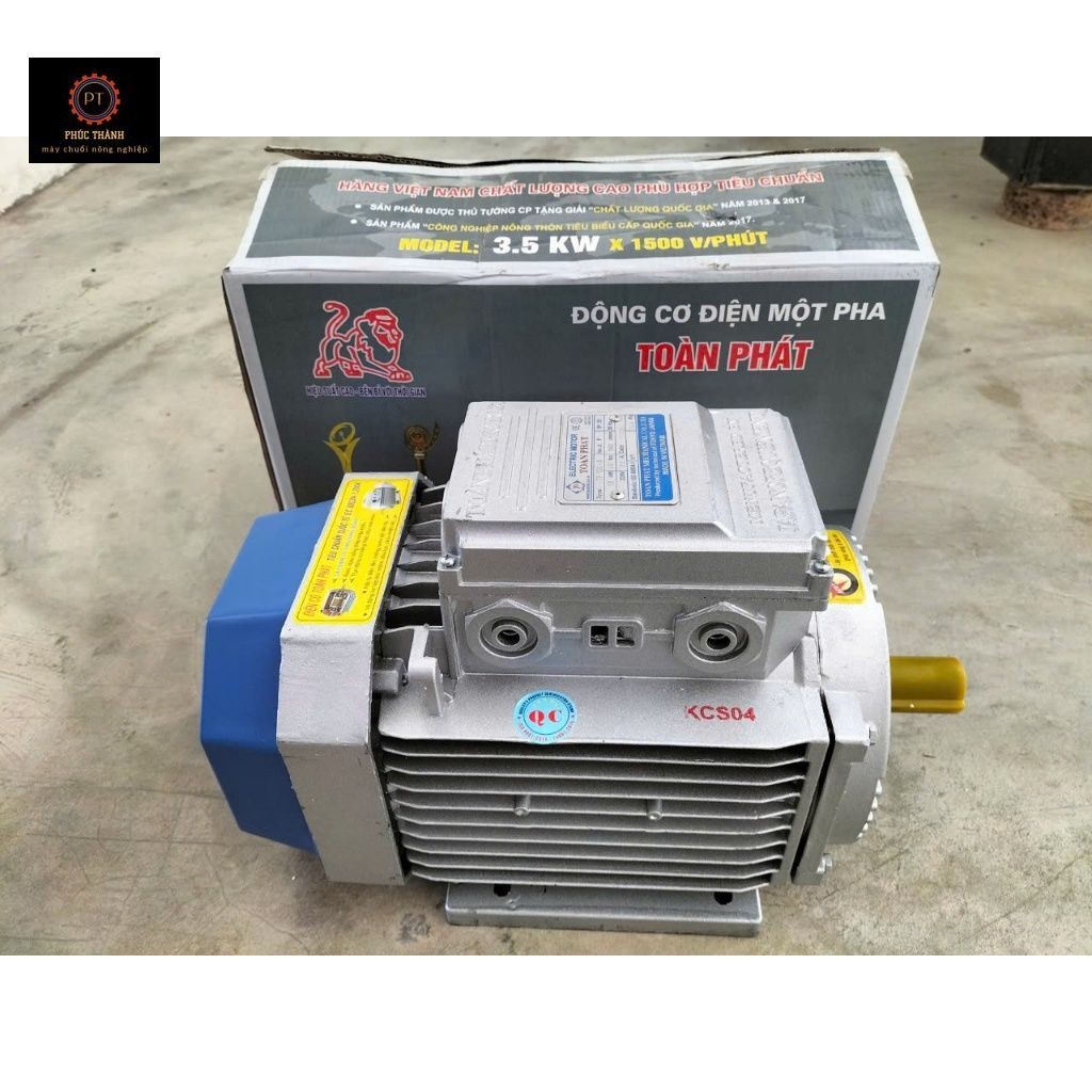 Motor, động cơ, điện 1 pha Toàn Phát công suất 3,5KW (5HP) tốc chậm 1400v/p (hàng lõi đồng 1oo%)