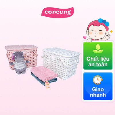 Giỏ xách quai giữa Nachi có nắp - Trắng