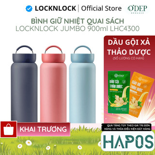 Bình giữ nhiệt LocknLock Jumbo Tumbler 900ml LHC4300, Hàng chính hãng, quai xách inox - HAPOS HHL
